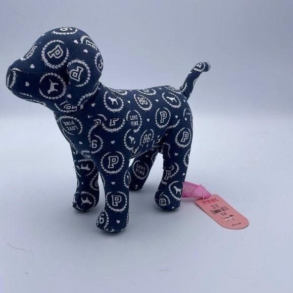 Victoria’s Secret LOVE PINK 86 Blue white plush dog NWT - Picture 1 of 4